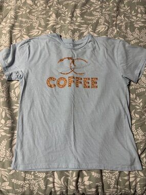 Light Blue 'COFFEE' Graphic Tee